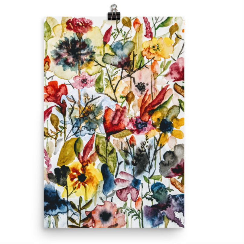 Wildflower Tangle Watercolor Print