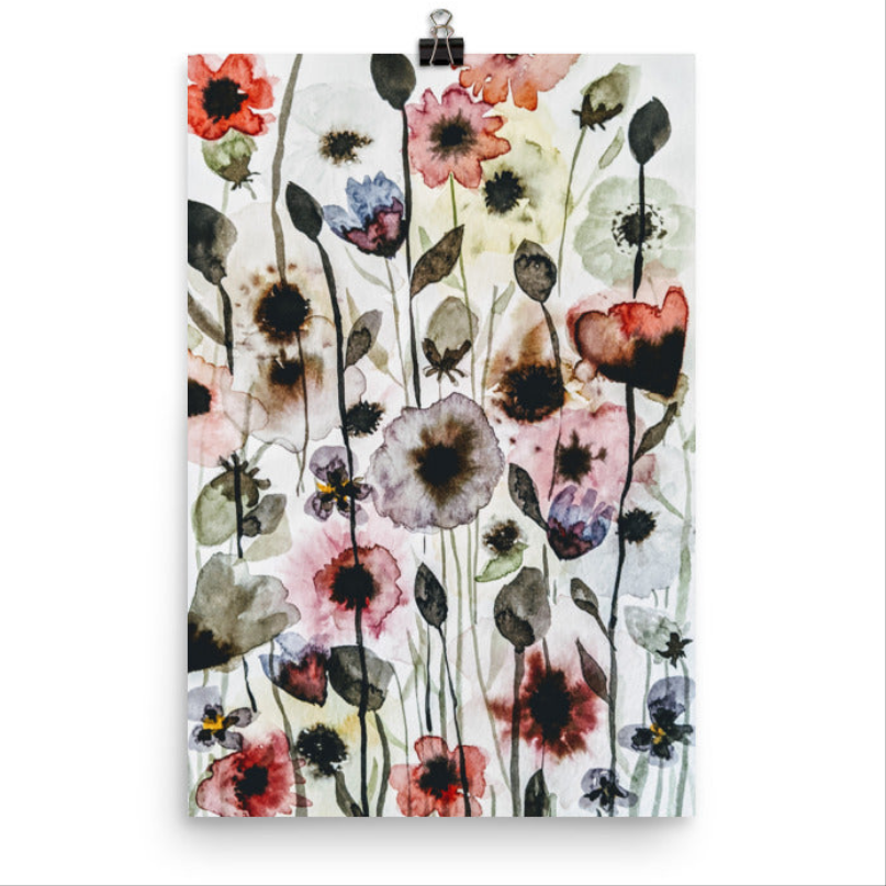 Anemone Tangle Watercolor Print