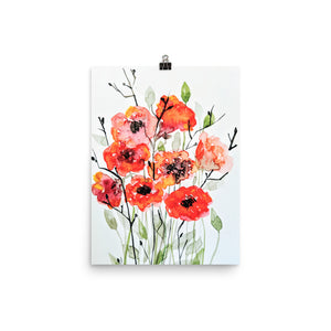 Red Bouquet Watercolor Print